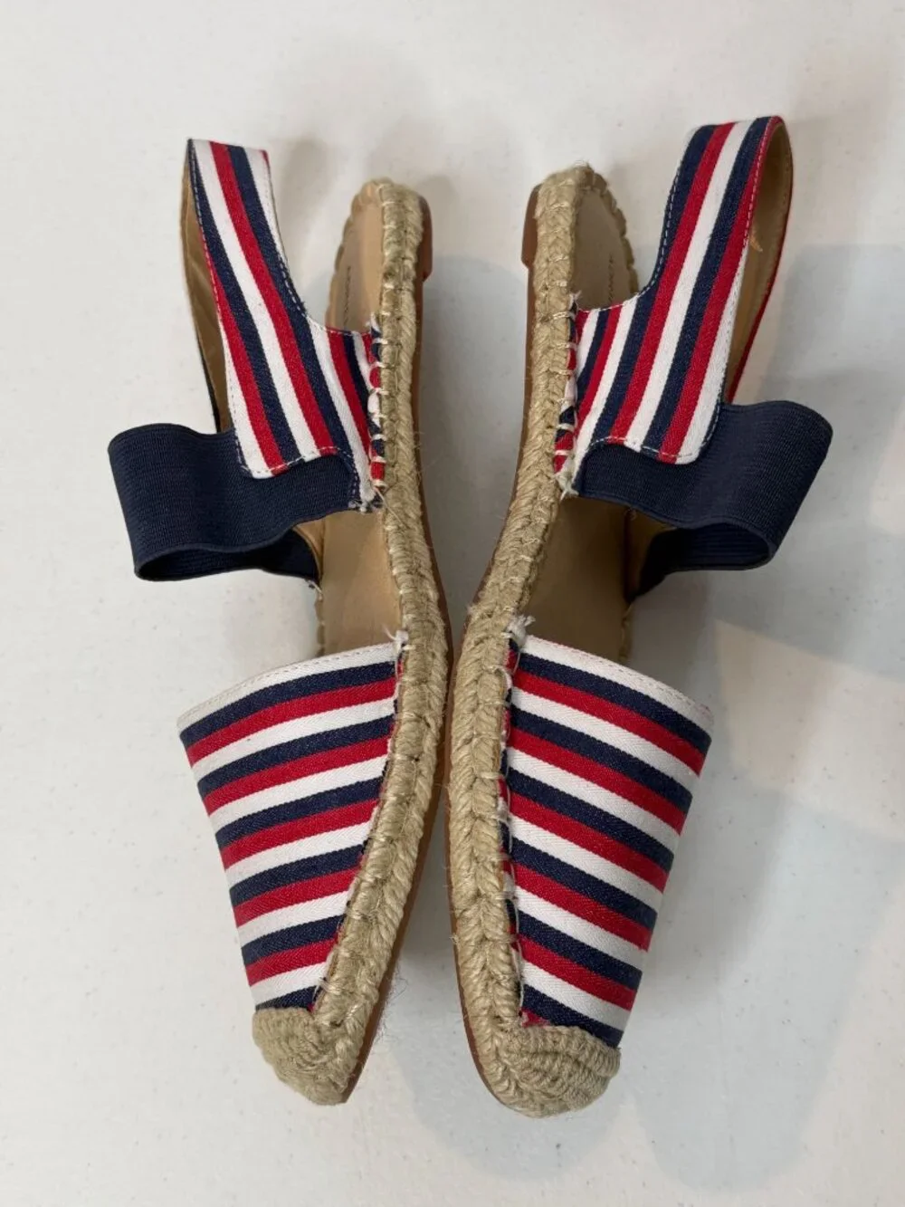 Adrienne Vittadini 7.5 Striped Espadrille Sandals Nautical Coastal Preppy Resort
